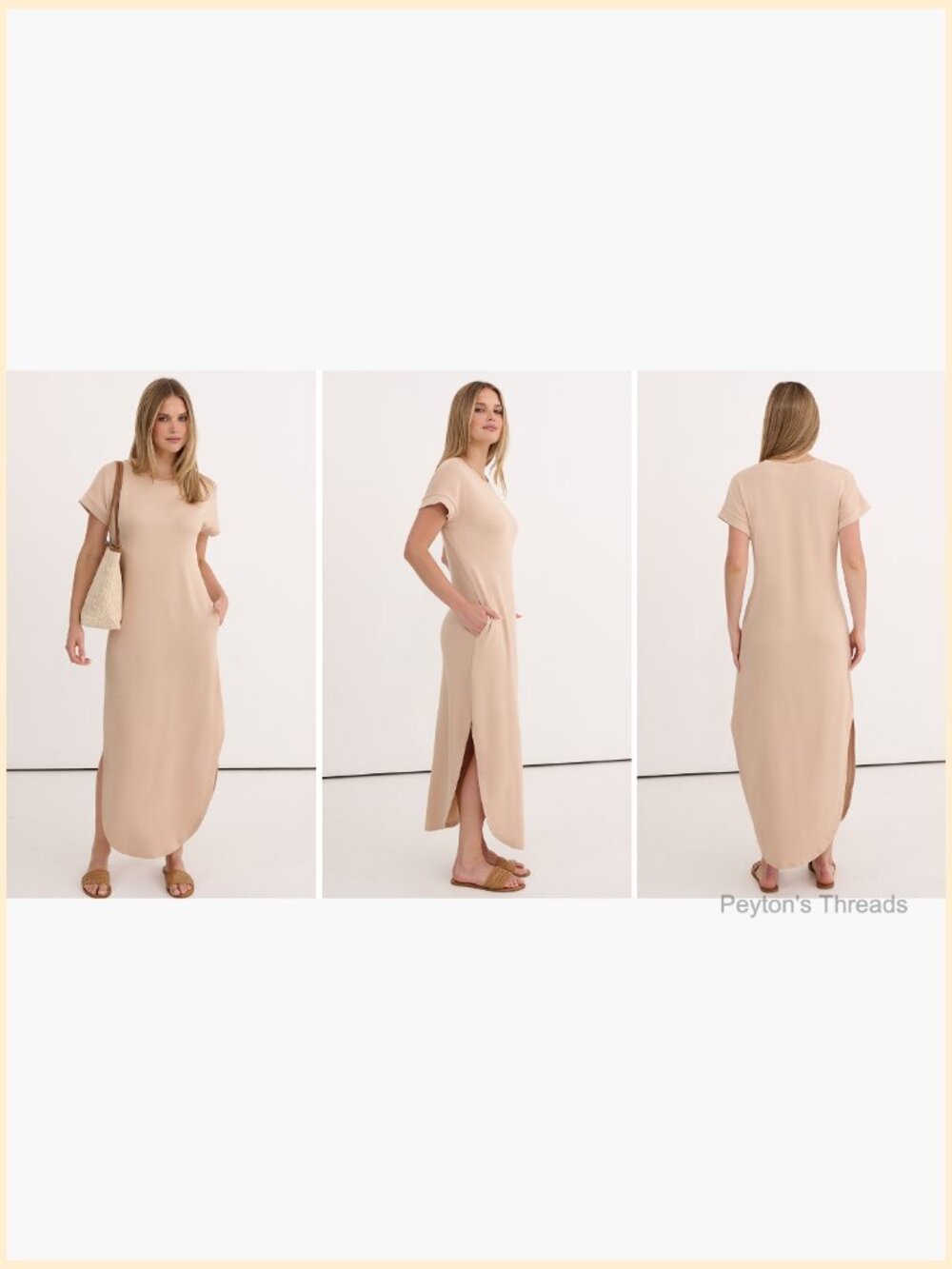 Women's Maxi Dress with Pockets Short Sleeve Crew Neck Casual Loose Fit Summer - Picture 7 of 7